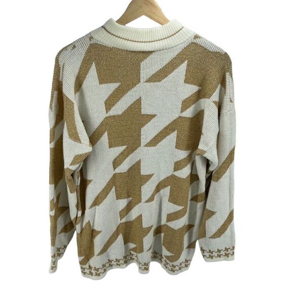 Vintage 80’s Dana Scott Women’s Boxy Fit Pullover Sweater White Gold Large - Picture 1 of 8